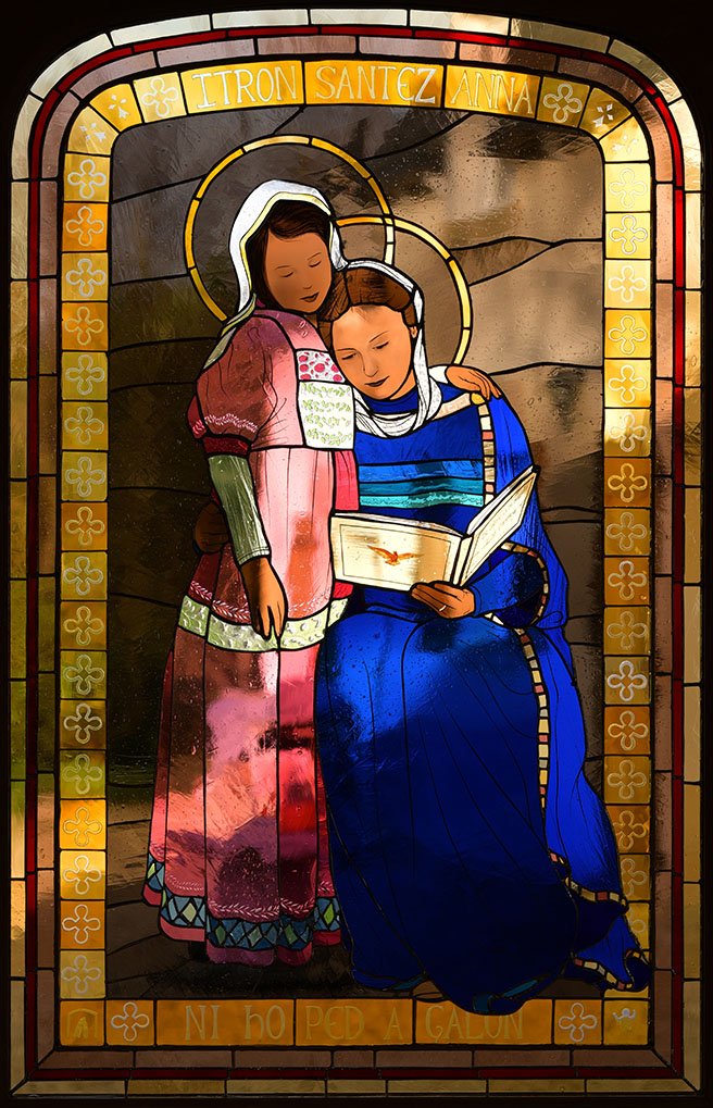 Le vitrail de sainte Anne, création de l'atelier de Paul Challan Belval, à Chartres