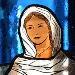 Détail du vitrail de la visitation, créé par l'artiste verrier Paul Challan Belval, pour un prêtre de Venise